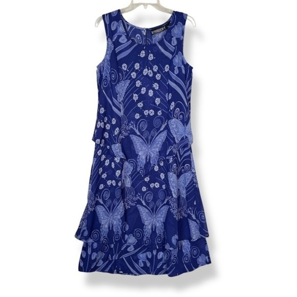 Pyramid Collection Purple Butterfly Dress Womens Size Medium Chiffon Fairy‎ Y2K